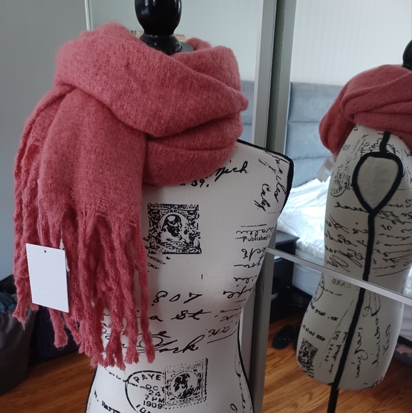 Lauren Conrad Womens Coral Pink Cozy Soft Warm Blanket Scarf - Picture 3 of 5